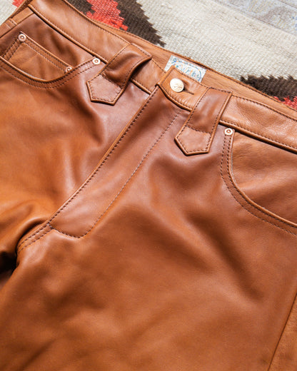 Leather Five Pocket Flares - Bay Brown