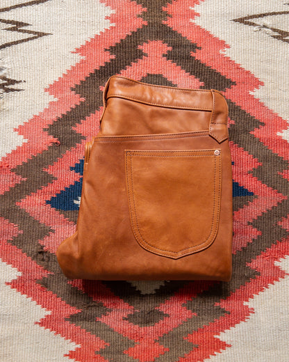 Leather Five Pocket Flares - Bay Brown