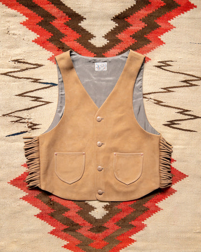 Leather Fringe Vest - Honey