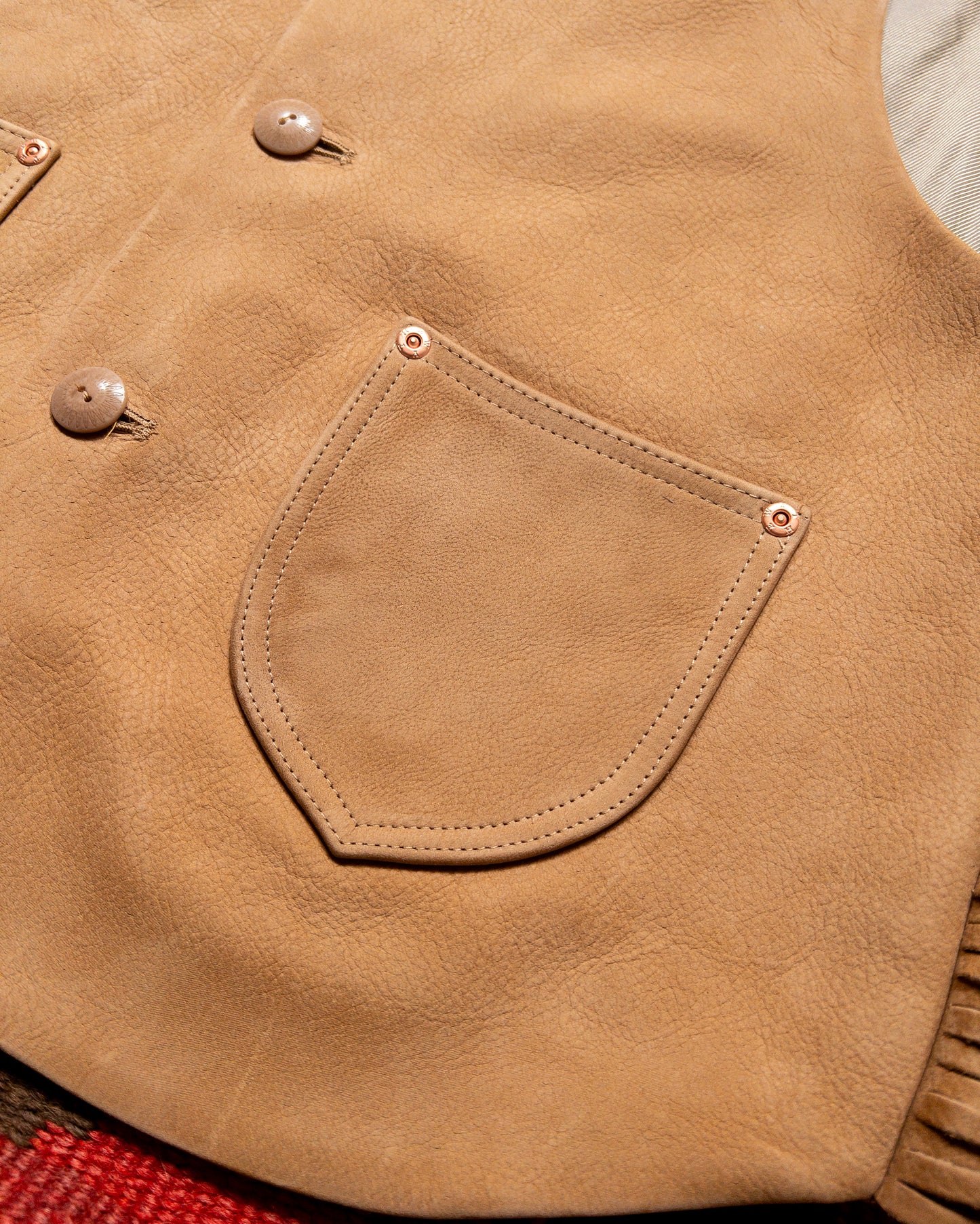 Leather Fringe Vest - Honey