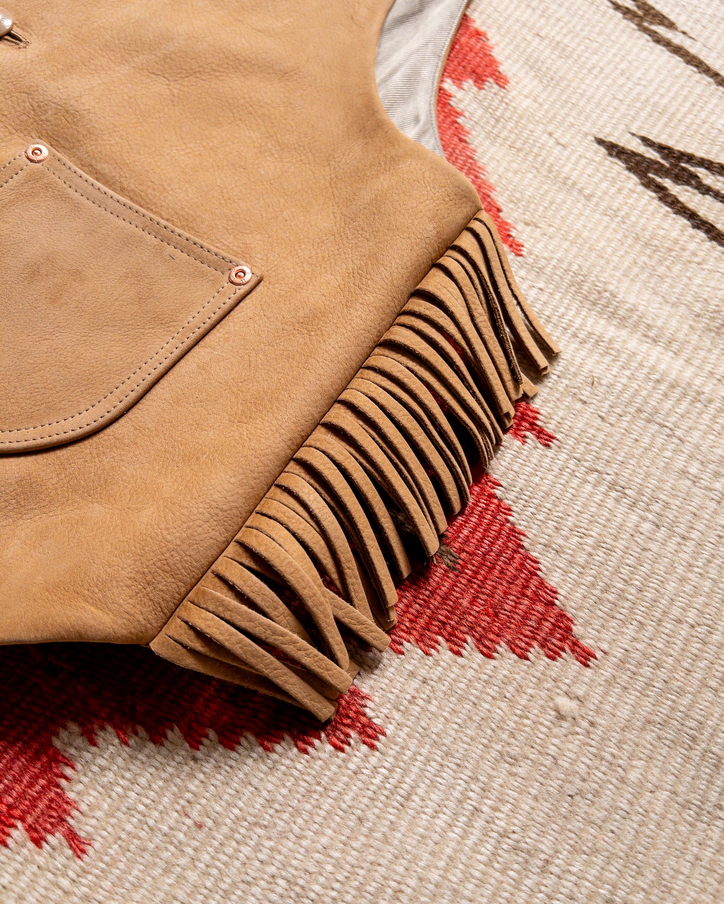 Leather Fringe Vest - Honey