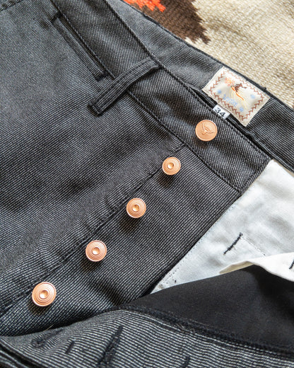 Japanese Wabash Stripe Moleskin Chinos - Charcoal Smoke