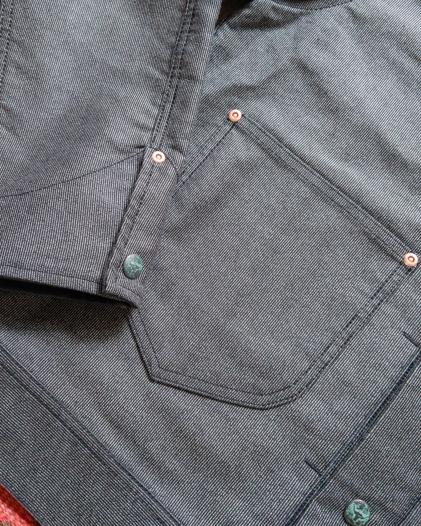 Japanese Wabash Stripe Moleskin Ranch Jacket - Charcoal Smoke