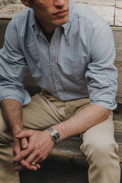 Oxford Cloth Button Down - Blue and White Stripe