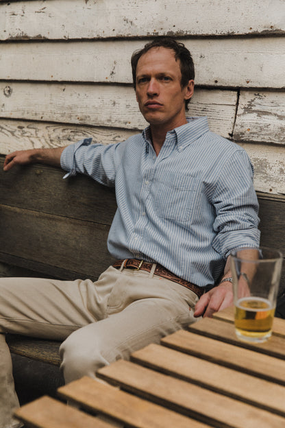 Oxford Cloth Button Down - Blue and White Stripe