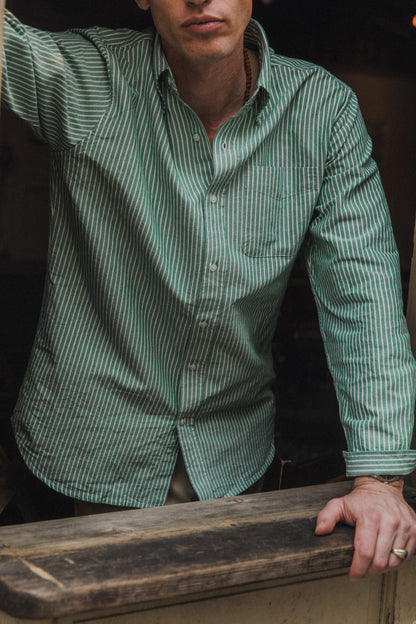 Oxford Cloth Button Down - Evergreen Stripe