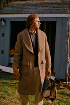 Shawl Collar Overcoat - Tan/Cream Alpaca Twill Tweed