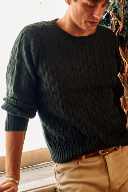 Highland Cableknit Sweater - Evergreen
