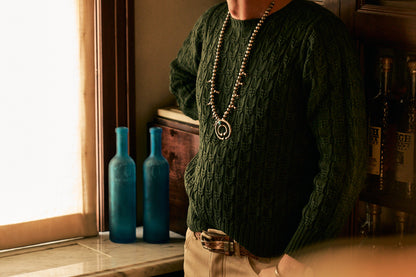 Highland Cableknit Sweater - Evergreen