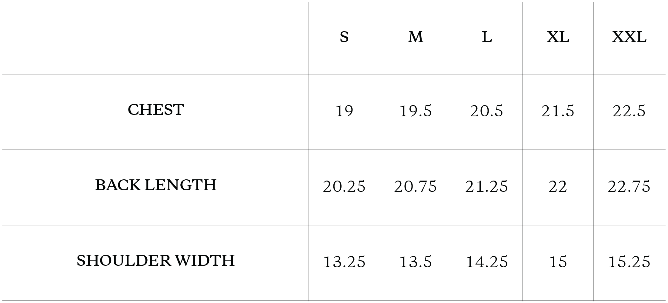 size chart