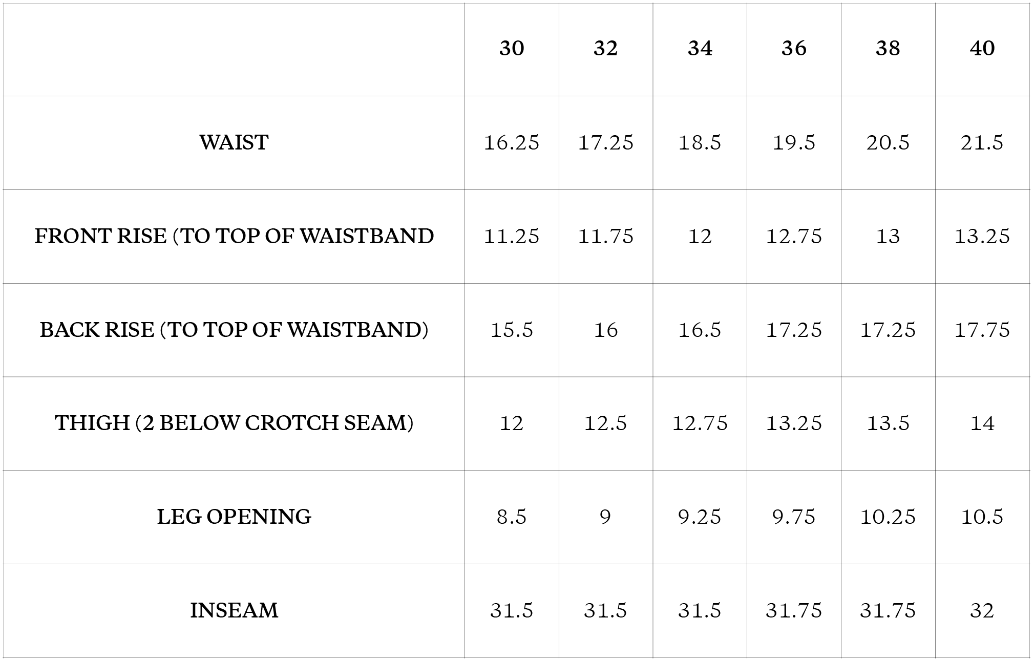Size Chart