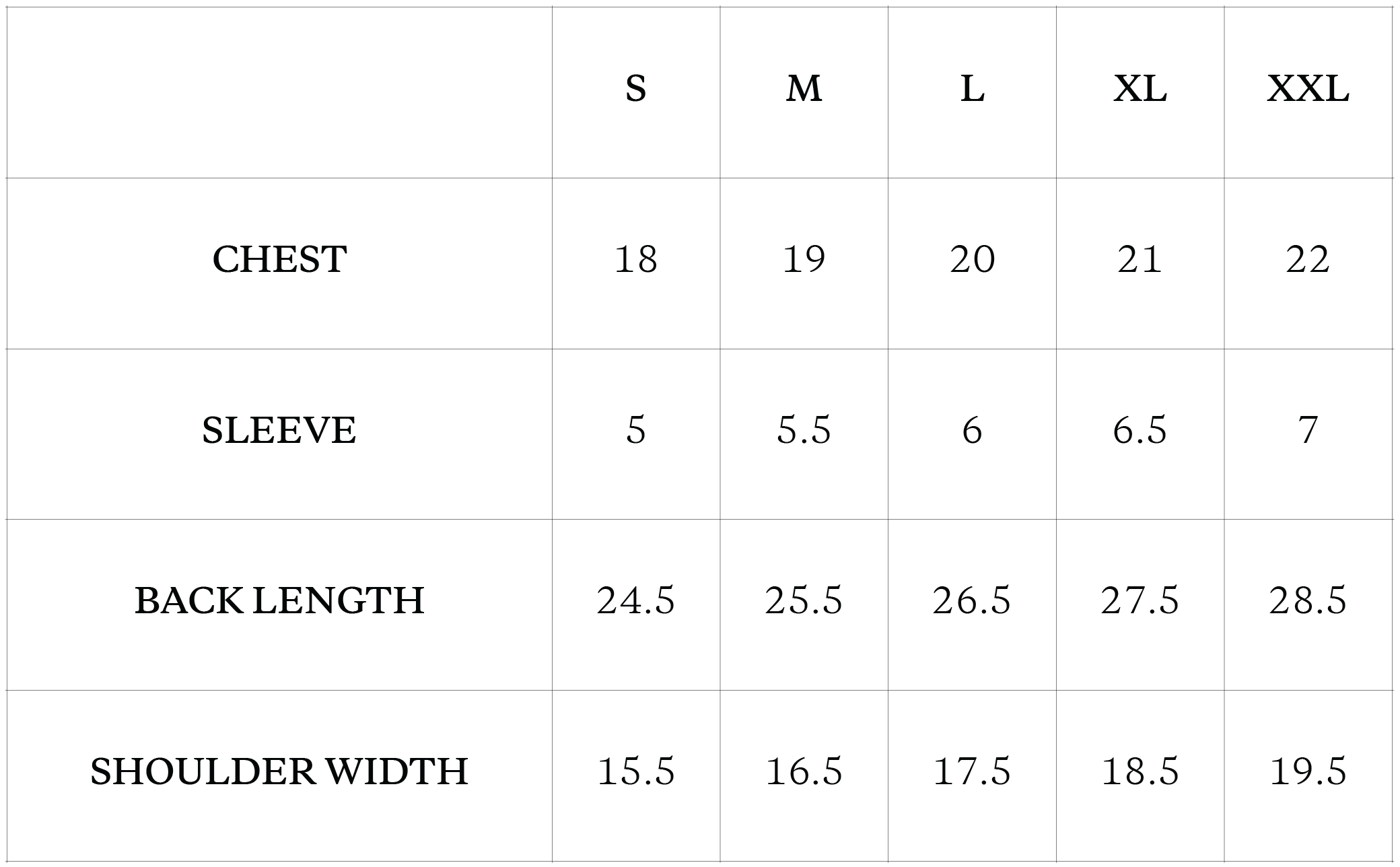 size chart