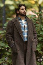 Polo Coat - Grey/Brown Barleycorn Tweed