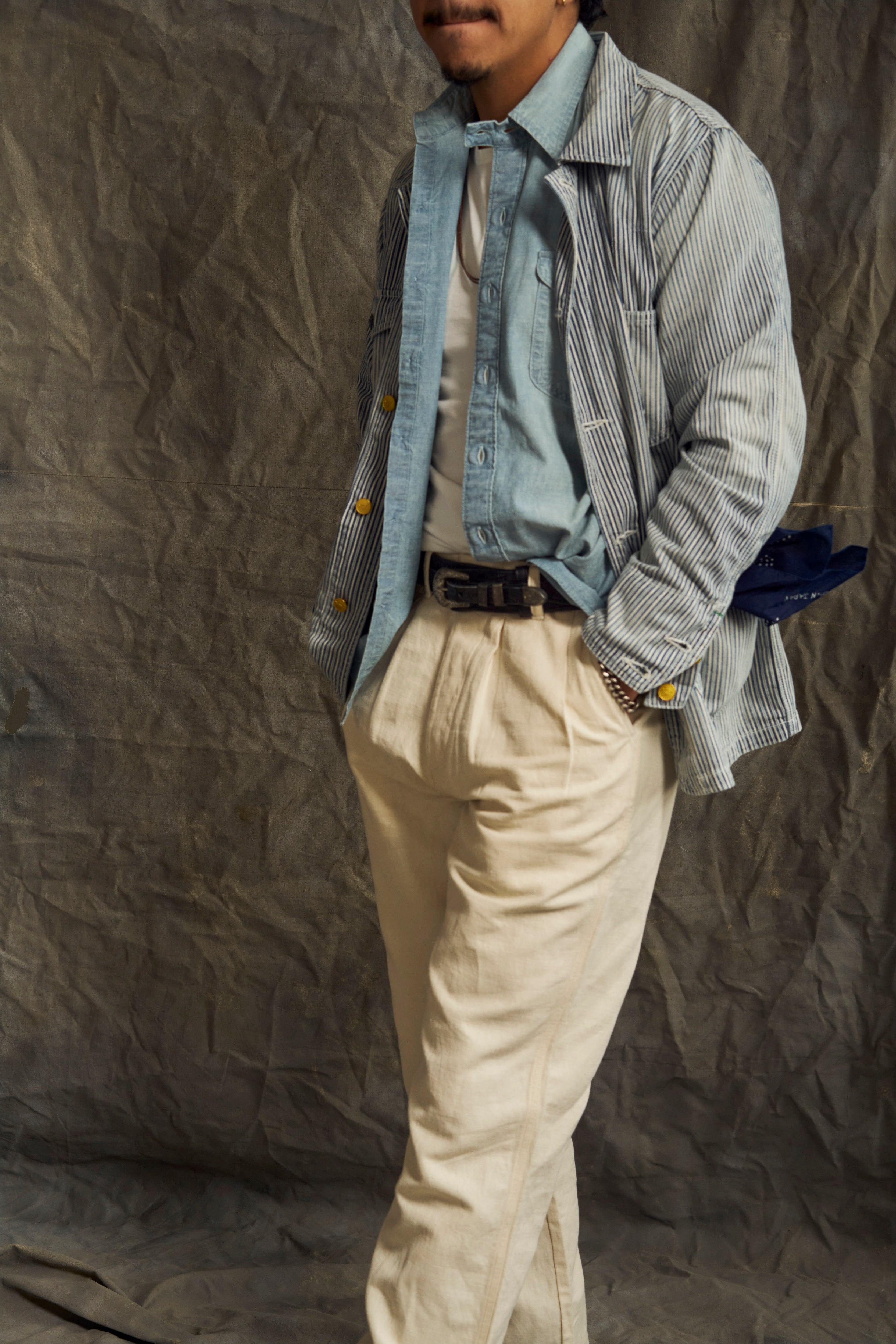 Liberty Stripe Barn Jacket - Washed Indigo