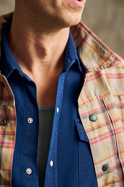 Printed Corral Plaid Tencel Ranch Jacket - Nutmeg