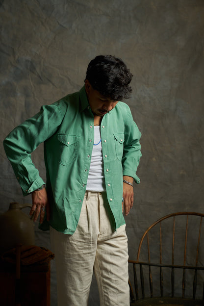 Tencel Gabardine Pearlsnap Shirt - Celadon