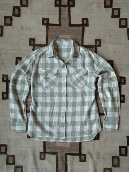 Washed Flannel Workshirt - Sage/Cream Buffalo Plaid