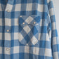 Washed Flannel Pearlsnap Shirt - Ox Blue/Cream Buffalo Plaid