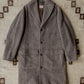 Shawl Collar Wool Overcoat - Brown/Cream Twill Casentino