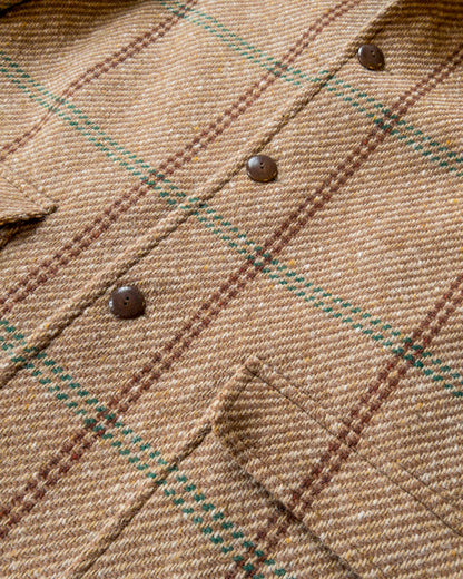 Raglan Wool Overcoat - Rust and Evergreen Windowpane