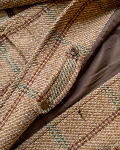 Raglan Wool Overcoat - Rust and Evergreen Windowpane