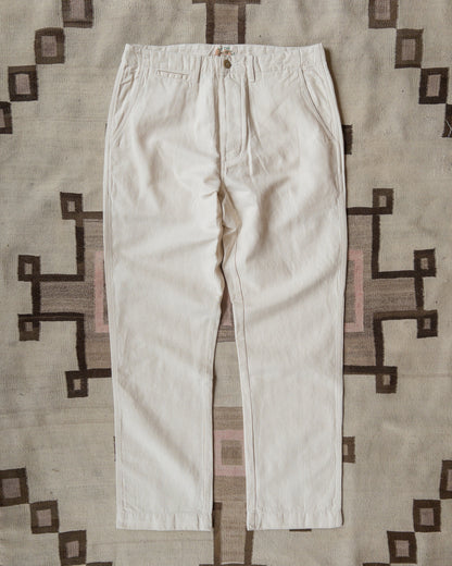 Flat Front Cotton Linen Twill Chino - Unbleached