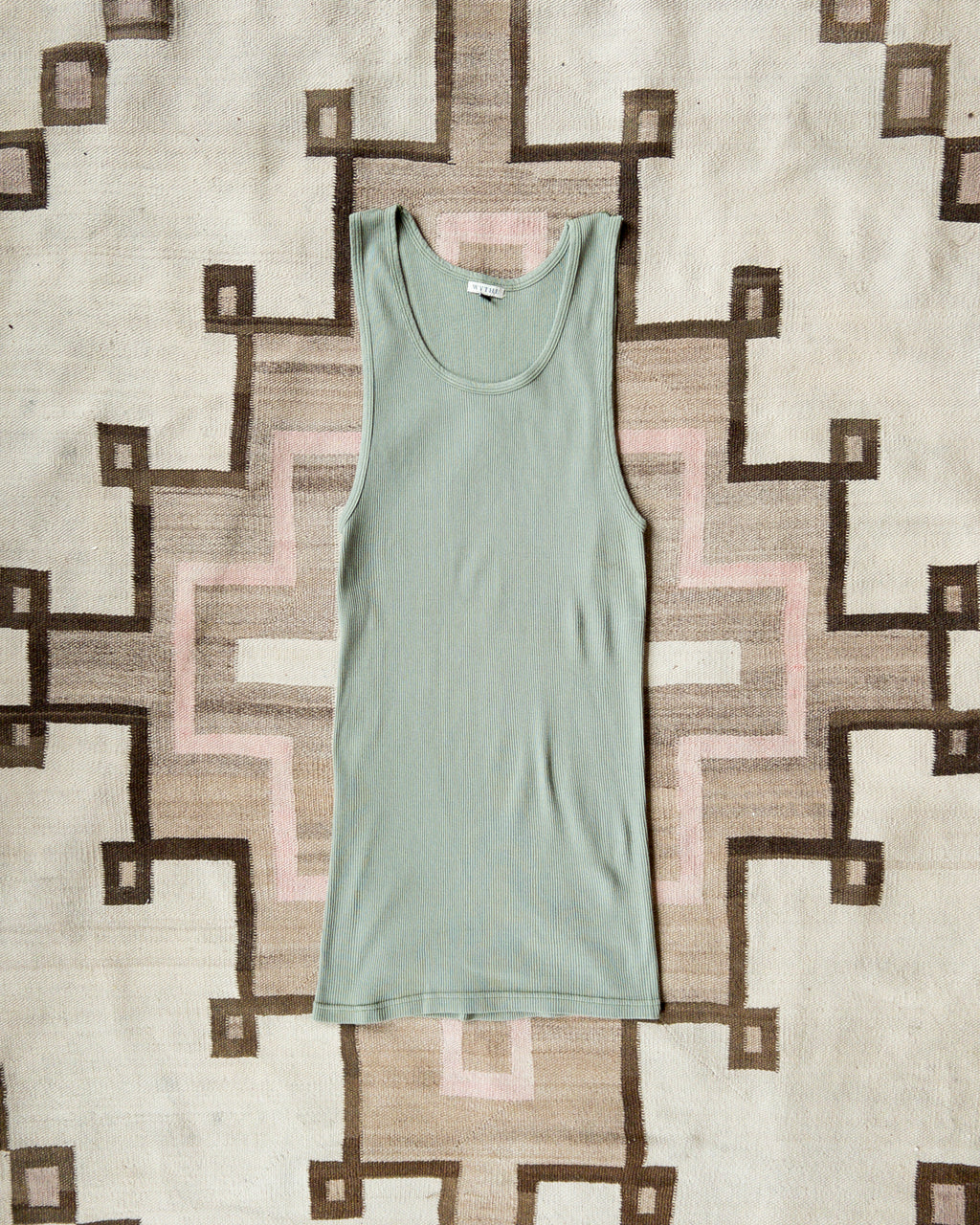 Tubular Cotton Ribbed Tank Top - Faded Olive - USA