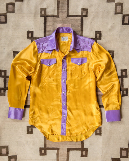 Colorblocked Satin Rodeo Shirt - Sunset Sherbet