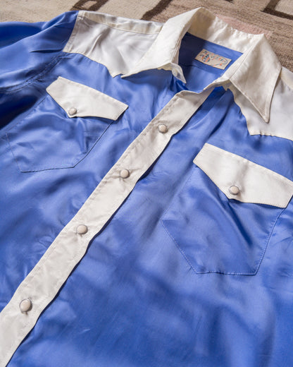 Colorblocked Satin Rodeo Shirt - Skyscape