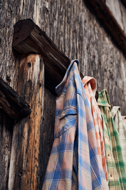 Washed Flannel Workshirt - Marine Blue Hearth Plaid