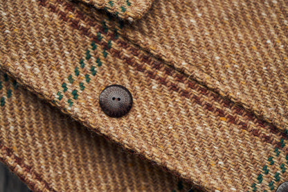 Shawl Collar Wool Overcoat - Rust and Evergreen Windowpane