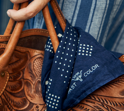 Indigo Discharge Selvedge Bandana - Indigo