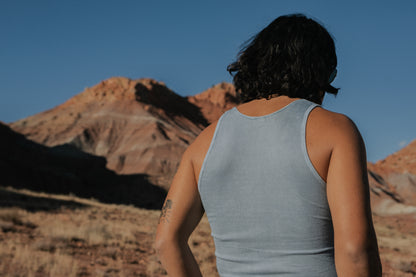 Tubular Cotton Ribbed Tank Top - Indigo